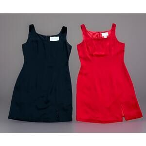 Hugo Buscati 2 Little Black Red Silk Dress Cocktail Pencil Evening Elegant sz 6